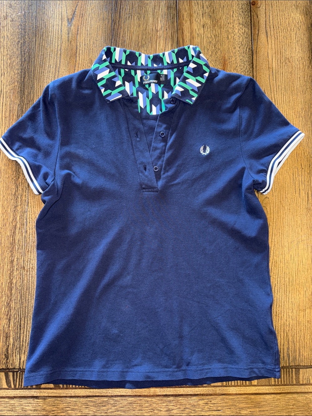 Fred Perry Navy Polo with Geometric Accent Collar